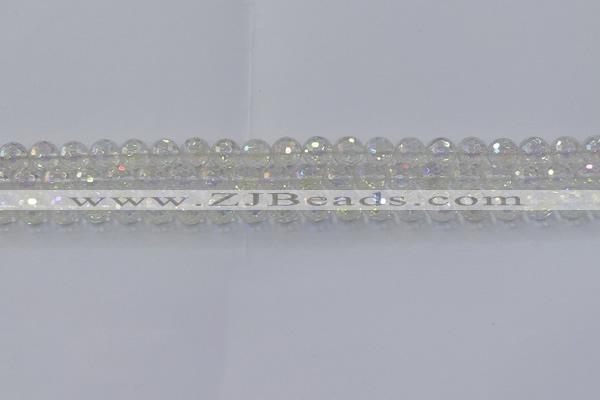 CNC601 15.5 inches 6mm faceted round plated natural white crystal beads