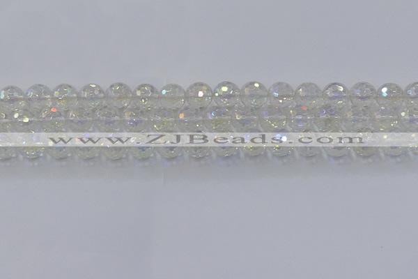 CNC603 15.5 inches 10mm faceted round plated natural white crystal beads