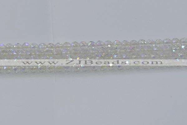 CNC607 15.5 inches 4mm faceted round plated natural white crystal beads