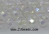 CNC611 15.5 inches 12mm faceted round plated natural white crystal beads