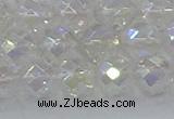 CNC611 15.5 inches 12mm faceted round plated natural white crystal beads