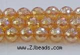 CNC614 15.5 inches 6mm faceted round plated natural white crystal beads