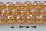 CNC615 15.5 inches 8mm faceted round plated natural white crystal beads