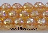 CNC616 15.5 inches 10mm faceted round plated natural white crystal beads