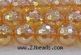 CNC617 15.5 inches 12mm faceted round plated natural white crystal beads