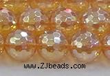 CNC618 15.5 inches 14mm faceted round plated natural white crystal beads