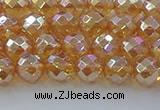 CNC620 15.5 inches 6mm faceted round plated natural white crystal beads