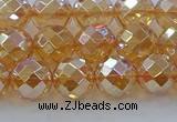 CNC621 15.5 inches 8mm faceted round plated natural white crystal beads