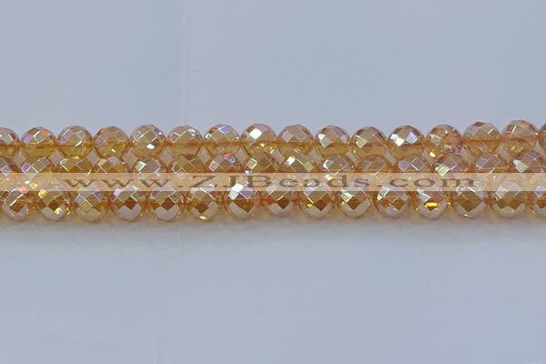 CNC622 15.5 inches 10mm faceted round plated natural white crystal beads