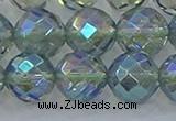 CNC631 15.5 inches 14mm faceted round plated natural white crystal beads