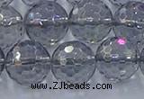 CNC643 15.5 inches 14mm faceted round plated natural white crystal beads
