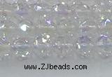 CNC645 15.5 inches 6mm faceted round plated natural white crystal beads