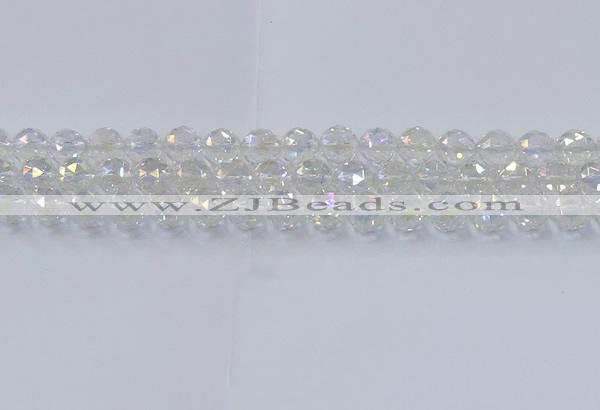 CNC647 15.5 inches 10mm faceted round plated natural white crystal beads