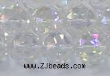 CNC649 15.5 inches 14mm faceted round plated natural white crystal beads