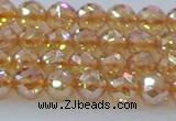 CNC651 15.5 inches 6mm faceted round plated natural white crystal beads