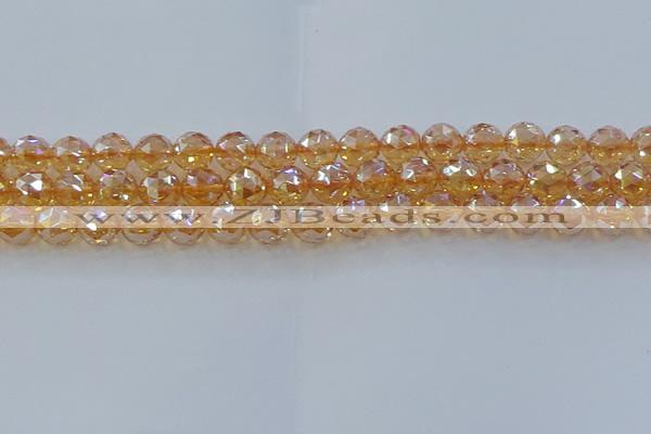 CNC653 15.5 inches 10mm faceted round plated natural white crystal beads