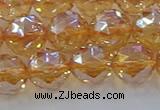 CNC654 15.5 inches 12mm faceted round plated natural white crystal beads