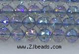 CNC657 15.5 inches 6mm faceted round plated natural white crystal beads