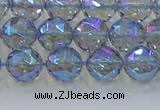 CNC658 15.5 inches 8mm faceted round plated natural white crystal beads