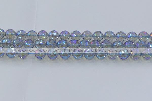 CNC660 15.5 inches 12mm faceted round plated natural white crystal beads