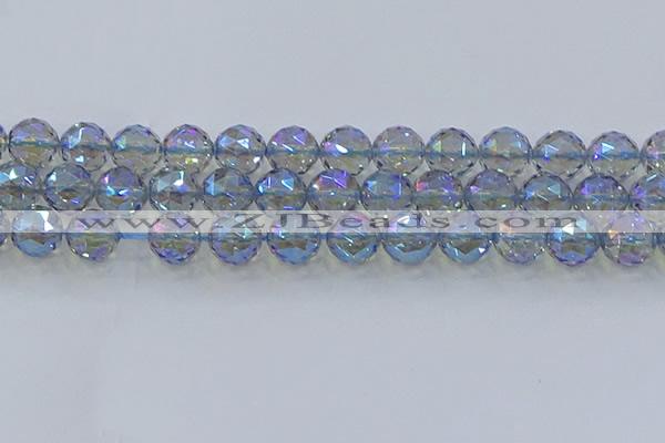 CNC661 15.5 inches 14mm faceted round plated natural white crystal beads