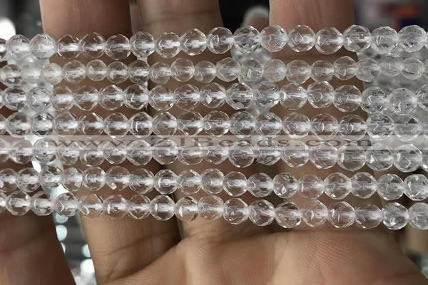 CNC701 15.5 inches 4mm faceted round white crystal beads