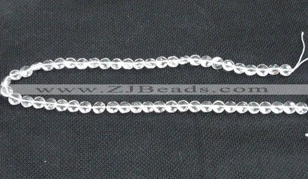 CNC71 15 inches 8mm faceted coin grade A natural white crystal beads