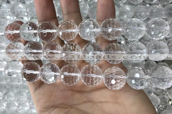 CNC718 15.5 inches 18mm faceted round white crystal beads