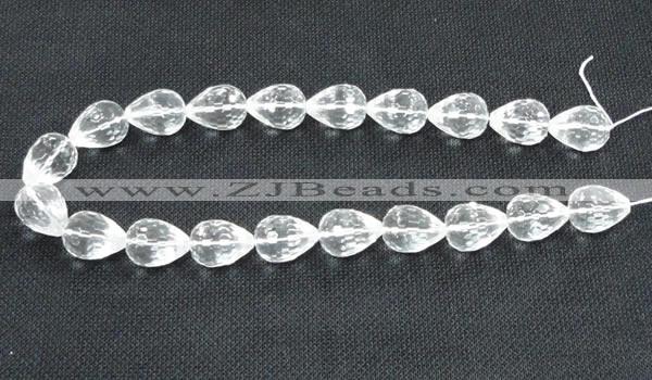 CNC73 7*10mm faceted teardrop grade A natural white crystal beads
