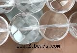 CNC745 15.5 inches 10mm faceted coin white crystal beads