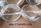 CNC748 15.5 inches 16mm faceted coin white crystal beads