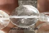 CNC820 15.5 inches 13*18mm twisted & faceted oval white crystal beads