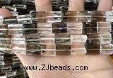 CNC830 10*14mm faceted rectangle white crystal & smoky quartz beads