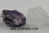 CNG1008 15*25mm - 25*30mm nuggets white crystal & amethyst beads