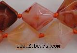CNG1066 15.5 inches 13*18mm - 16*22mm faceted bicone red agate beads