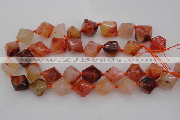 CNG1066 15.5 inches 13*18mm - 16*22mm faceted bicone red agate beads