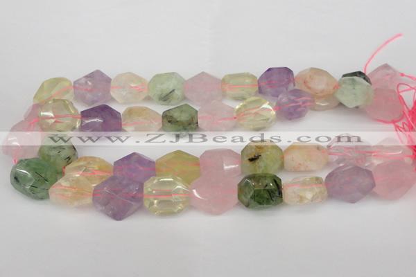CNG1079 12*16mm - 15*20mm faceted nuggets multicolor quartz beads
