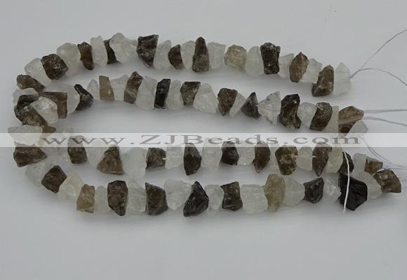 CNG1130 8*12mm - 13*18mm nuggets white crystal & smoky quartz beads