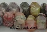 CNG1172 12*16mm - 15*20mm faceted nuggets pink opal gemstone beads