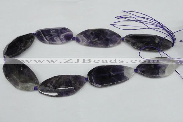 CNG1227 15.5 inches 20*40mm - 25*50mm freeform amethyst beads