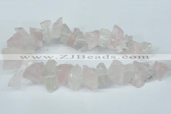 CNG1310 15*22mm – 16*35mm nuggets white crystal & rose quartz beads