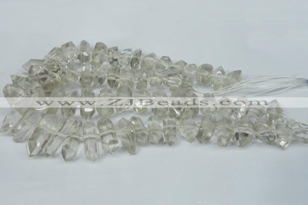 CNG1315 10*25mm – 12*35mm faceted nuggets smoky quartz beads
