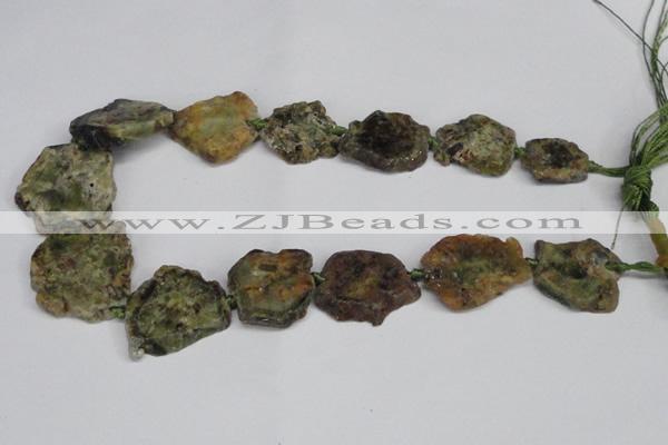 CNG1429 15.5 inches 20*30mm - 30*40mm freeform green garnet beads