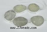 CNG1490 8 inches 30*35mm - 35*45mm freeform agate beads with brass setting