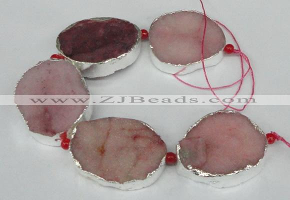 CNG1491 8 inches 30*35mm - 35*45mm freeform agate beads with brass setting