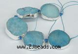CNG1492 8 inches 30*35mm - 35*45mm freeform agate beads with brass setting