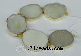 CNG1497 8 inches 30*35mm - 35*45mm freeform agate beads with brass setting