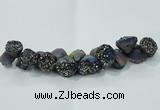 CNG1537 7.5 inches 10*14mm - 15*20mm nuggets plated druzy agate beads