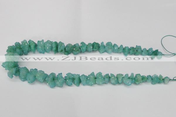 CNG1539 15.5 inches 6*8mm - 15*20mm nuggets plated druzy quartz beads