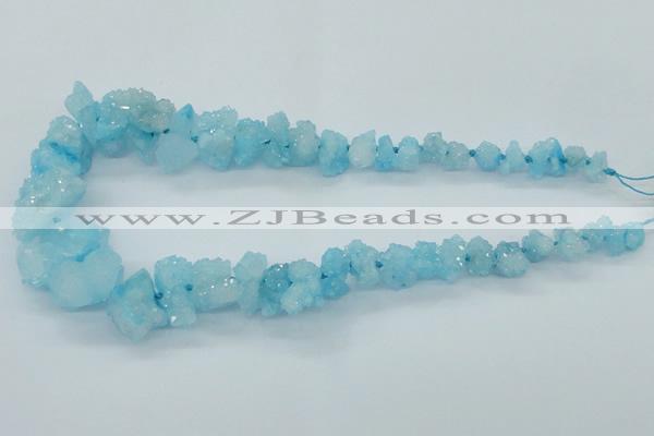 CNG1541 15.5 inches 6*8mm - 15*20mm nuggets plated druzy quartz beads